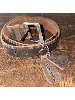 NWT-Stockyard X Mens Belt Dark Brown Full Grain Leather Belt 43”L x 1.75”w